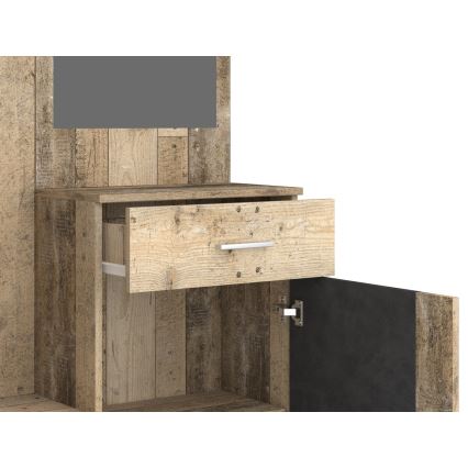 Garderobenwand mit Spiegel NOLAN in Braun/Grafit