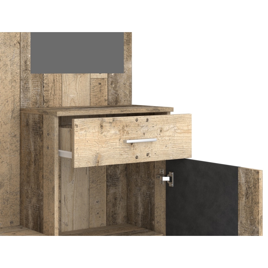 Garderobenwand mit Spiegel NOLAN in Braun/Grafit