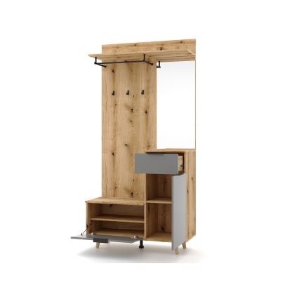 Garderobenwand SVEN mit Spiegel braun/graphit