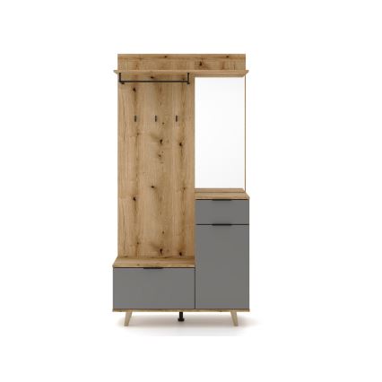 Garderobenwand SVEN mit Spiegel braun/graphit