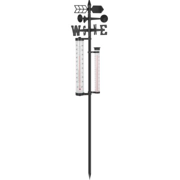 Gartenwetterstation 3-in-1, 145 cm, schwarz