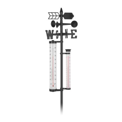 Gartenwetterstation 3-in-1, 145 cm, schwarz