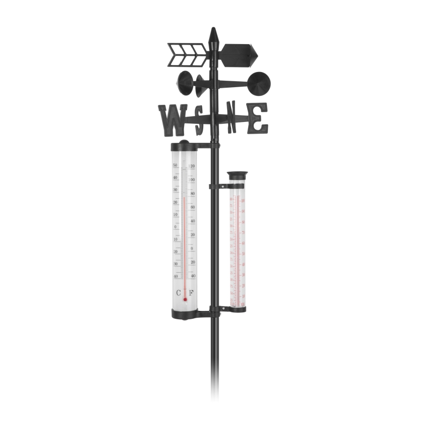 Gartenwetterstation 3-in-1, 145 cm, schwarz