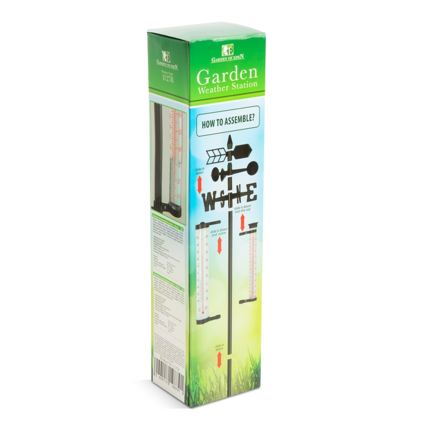 Gartenwetterstation 3-in-1, 145 cm, schwarz