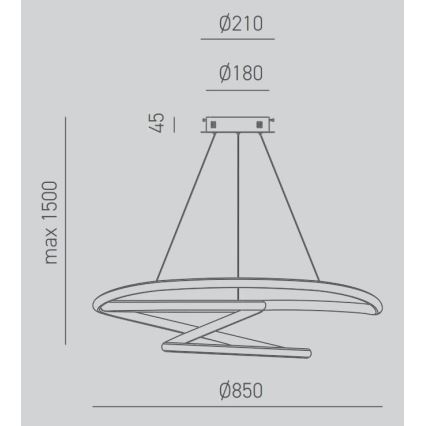 Gea Luce DIVA S/S TITANIO -  Dimmbare LED-Hängeleuchte an Schnur DIVA LED/80W/230V grau