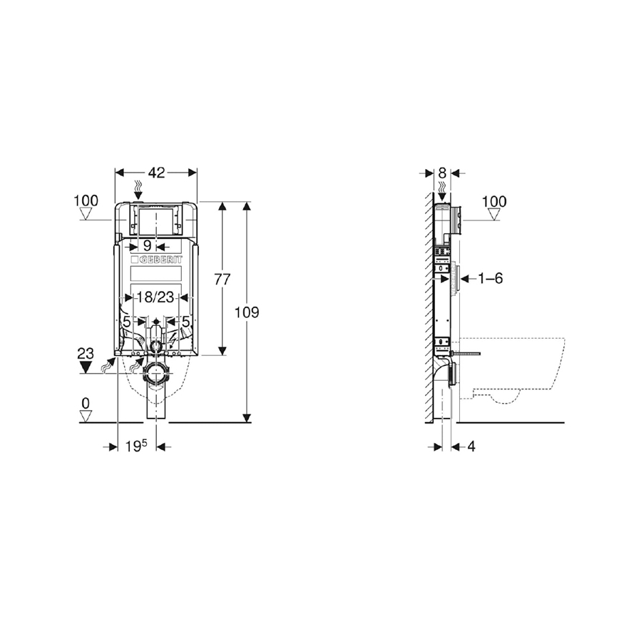 Geberit 110.791.00.1 - Unterputzmodul für wandhängende WCs Kombifix 109 cm
