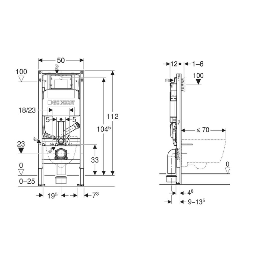 Geberit 111.364.00.6 - Unterputz-Modul für wandhängendes WC Duofix 112 cm