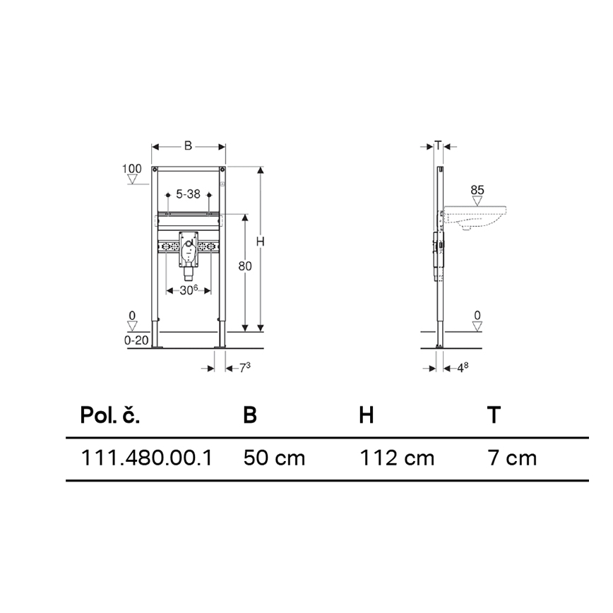 Geberit 111.480.00.1 - Unterputzmodul für wandhängendes Waschbecken Duofix 112 cm