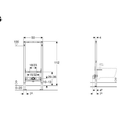 Geberit 111.534.00.2 - Unterputzmodul für Bidet Duofix 112 cm