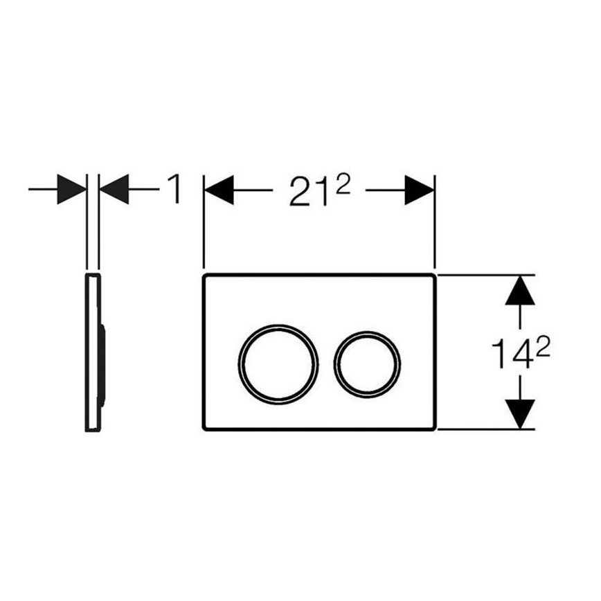 Geberit 115.085.KM.1 - Betätigungsplatte Omega20, 21,2 x 14,2 cm, schwarz / Hochglanzchrom