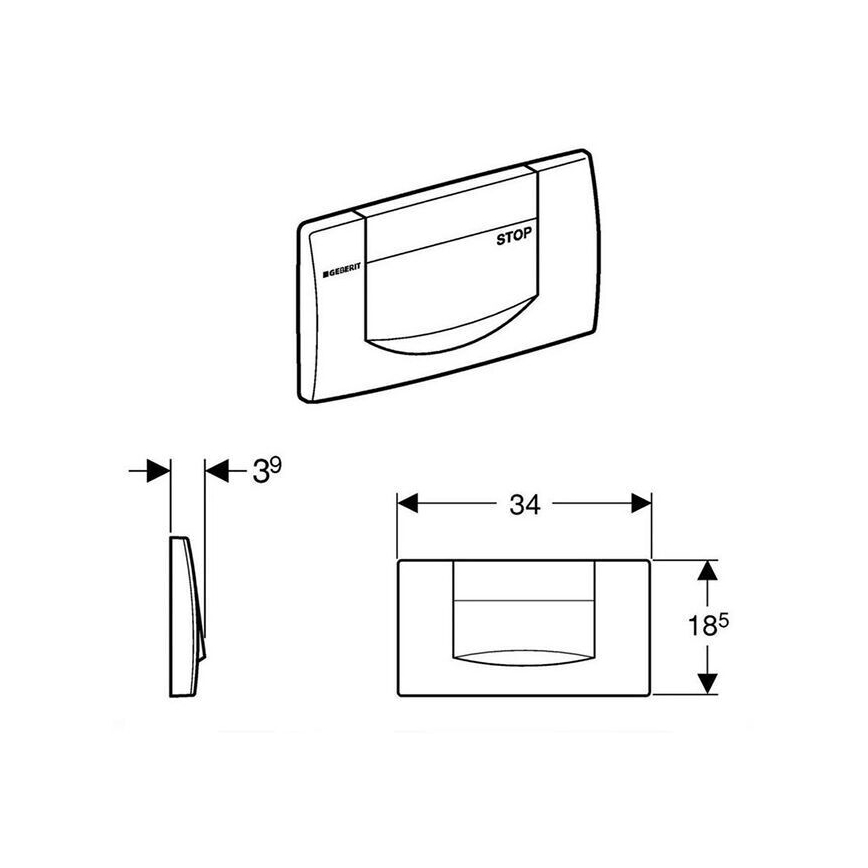Geberit 115.222.11.1 - Spültaste 200F 34x18,5 Alpinweiß