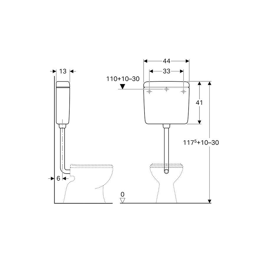 Geberit 127.005.11.1 - Aufputz-Spülkasten AP127 6/9 l Alpinweiß