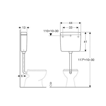 Geberit 136.230.11.1 - Spülkasten AP112 6/9 l Alpinweiß