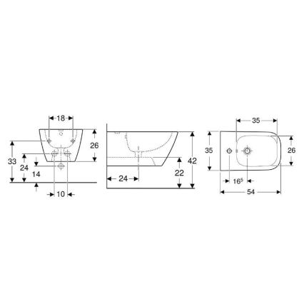 Geberit 500.209.01.1 - Wandhängendes Bidet Smyle Square Keramik/weiß