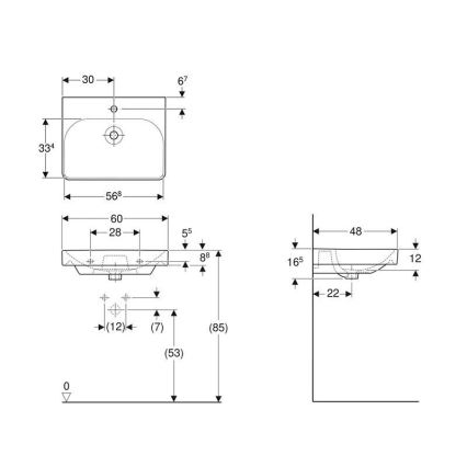 Geberit 500.229.01.1 - Wandhängendes Waschbecken Smyle Square 60x48 cm Keramik/weiß