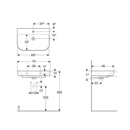 Geberit 500.248.01.1 - Wandhängendes Waschbecken Smyle 70x48 cm Keramik/weiß