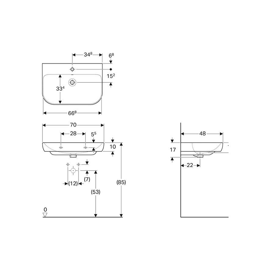 Geberit 500.248.01.1 - Wandhängendes Waschbecken Smyle 70x48 cm Keramik/weiß