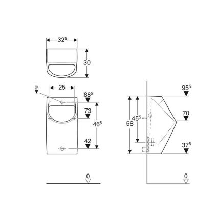 Geberit 500.254.01.1 - Pissoir Smyle, hinterer Wasseranschluss, hinterer Ablauf, Keramik/Weiß