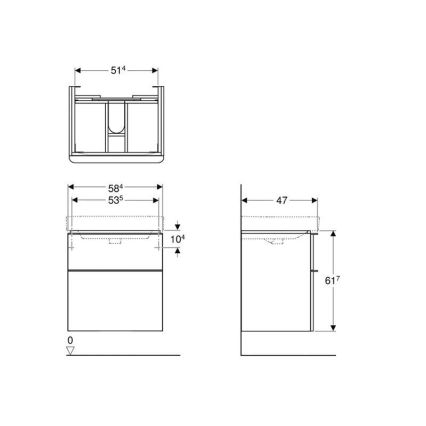 Geberit 500.352.00.1 - Waschtischunterschrank Smyle Square 59x62x47 cm weiß