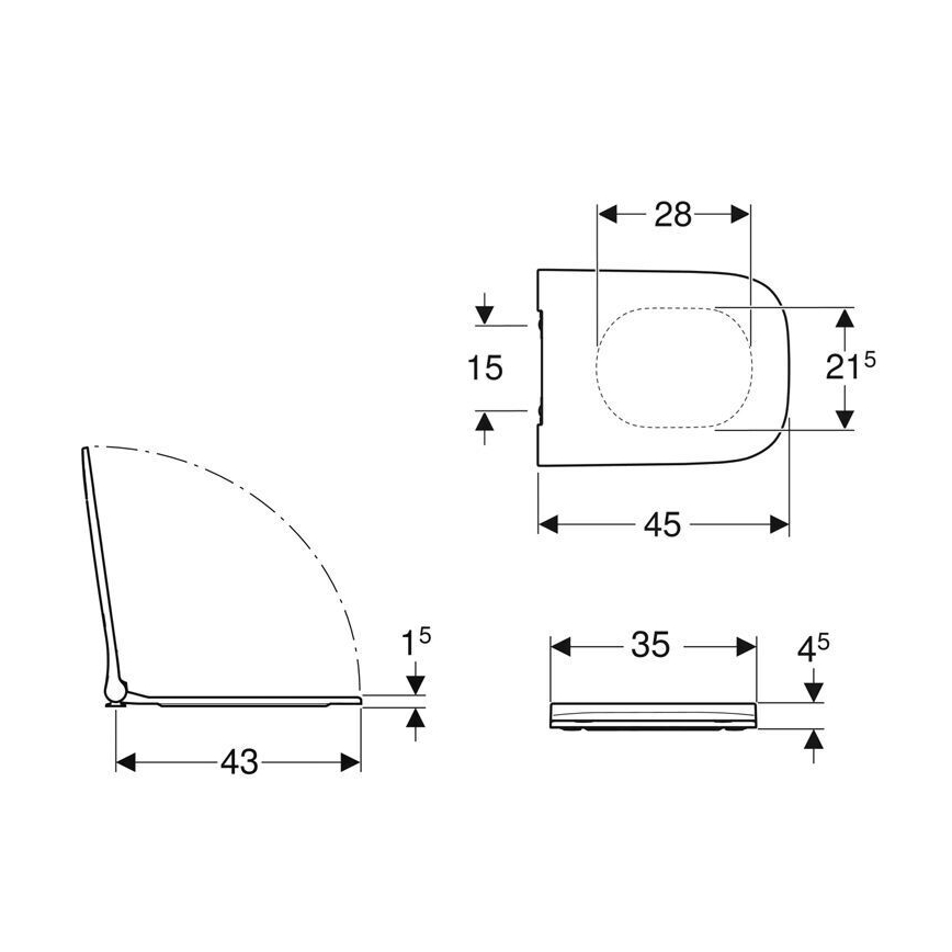 Geberit 500.688.01.1 - WC-Sitz SoftClose Smyle Square Duroplast/weiß
