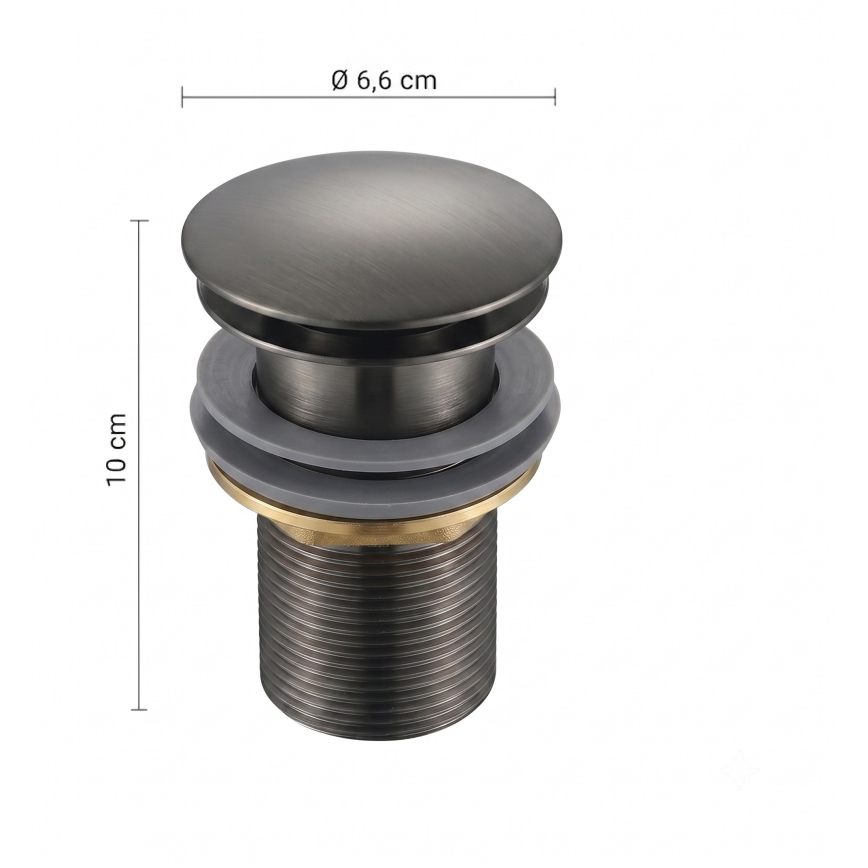 Gedy - CLICK-CLACK Waschbecken-Ablauf Ø 6,6 cm, metallicgrau