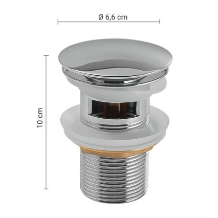 Gedy - CLICK-CLACK Waschbeckenablauf Ø 6,6 cm, glänzender Chrom