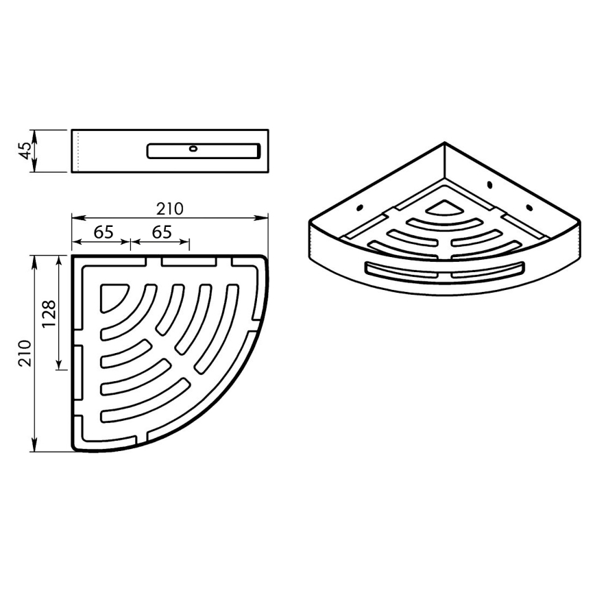 Gedy - Dusch-Eckablage SMART 21x4,5 cm matt schwarz