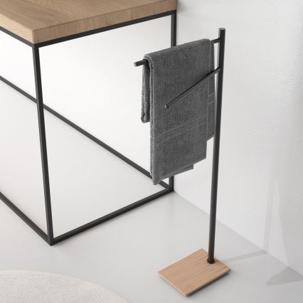 Gedy - Handtuchständer TRILLY 83,5 cm matt schwarz/Bambus