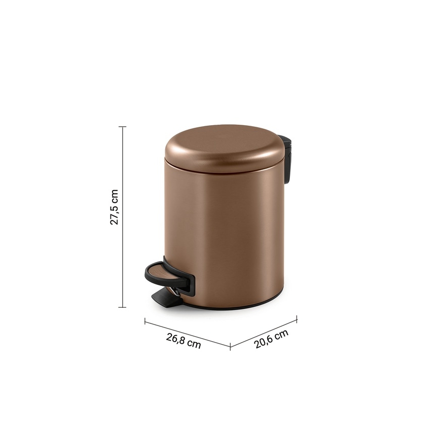 Gedy - Mülleimer POTTY 5 l mit Soft-Close-Funktion, Bronze