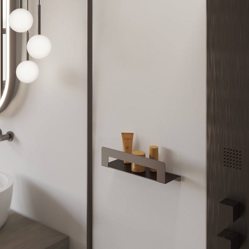 Gedy - Regal mit Handtuchhalter CLEO 30 cm metallicgrau