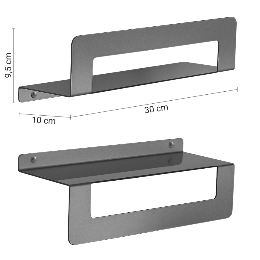 Gedy - Regal mit Handtuchhalter CLEO 30 cm metallicgrau