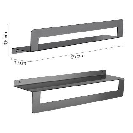 Gedy - Regal mit Handtuchhalter CLEO, 50 cm, metallicgrau