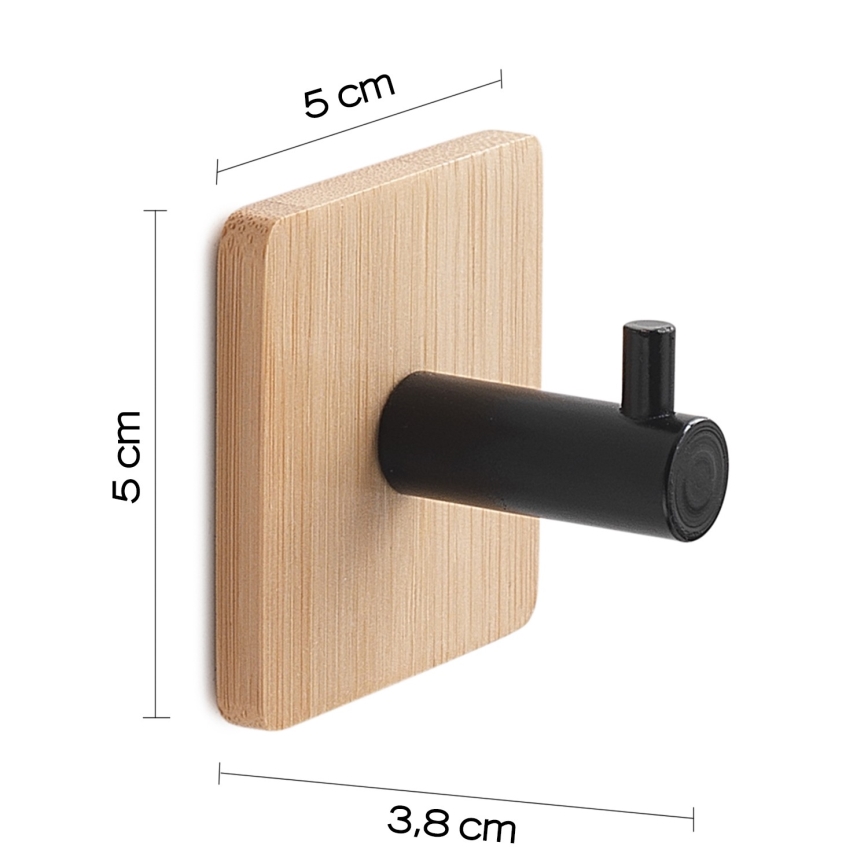 Gedy - Selbstklebender Handtuchaufhänger HIMALAYA schwarz/Bambus