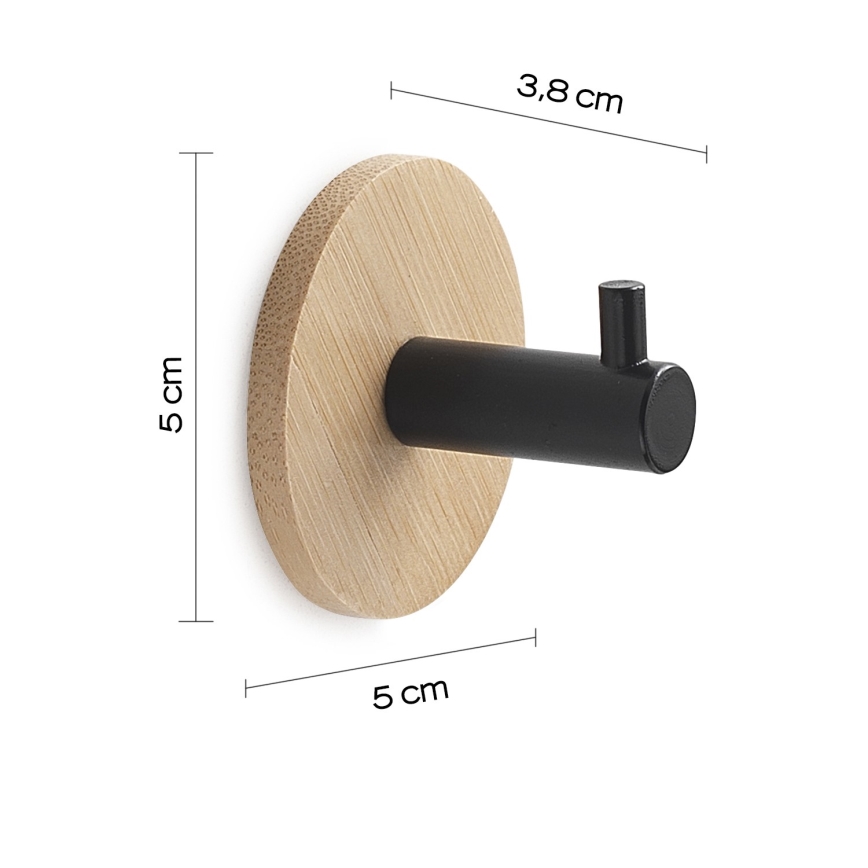 Gedy - Selbstklebender Handtuchaufhänger HIMALAYA schwarz/Bambus