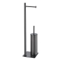 Gedy - Stand-WC-Bürste mit integriertem Toilettenpapierhalter TRILLY, metallicgrau
