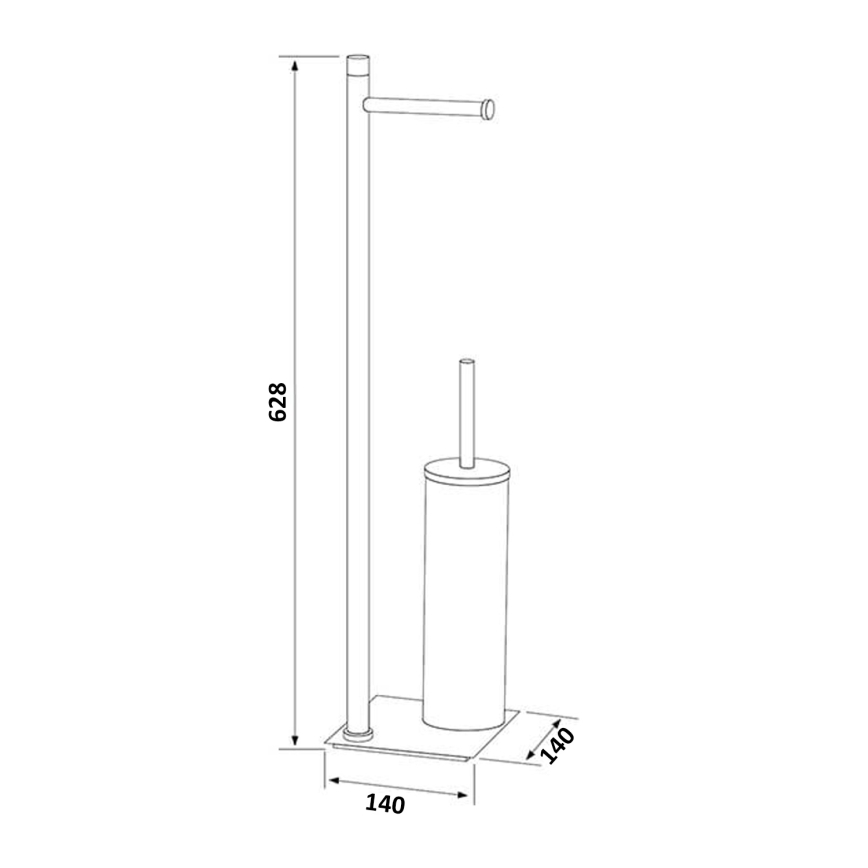 Gedy - Stand-WC-Bürste mit integriertem Toilettenpapierhalter TRILLY, metallicgrau