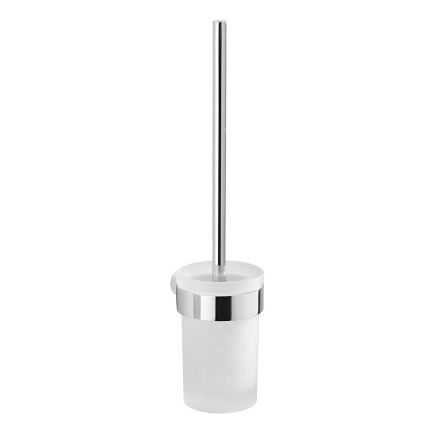 Gedy - Toilettenbürste wandmontiert PIRENEI glänzendes Chrom/Glas Satin