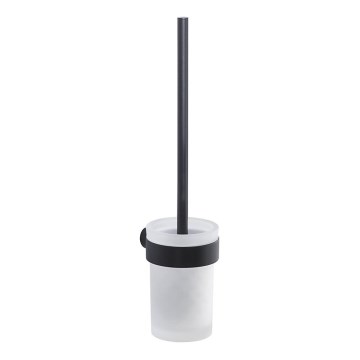 Gedy - Toilettenbürste wandmontiert PIRENEI matt schwarz/Glas Satin