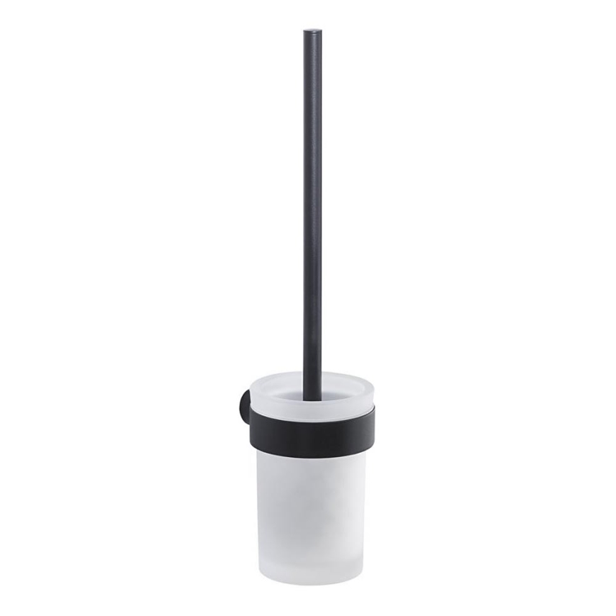 Gedy - Toilettenbürste wandmontiert PIRENEI matt schwarz/Glas Satin