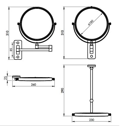 Gedy - Wand-Kosmetikspiegel GAIA glänzender Chrom