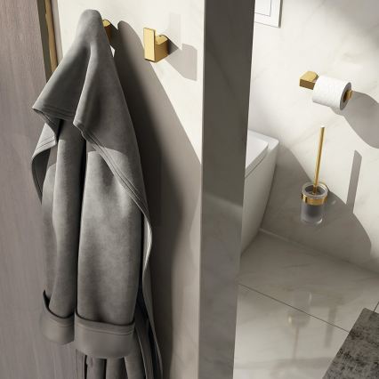 Gedy - Wand-WC-Bürste PIRENEI Milchglas/mattgold