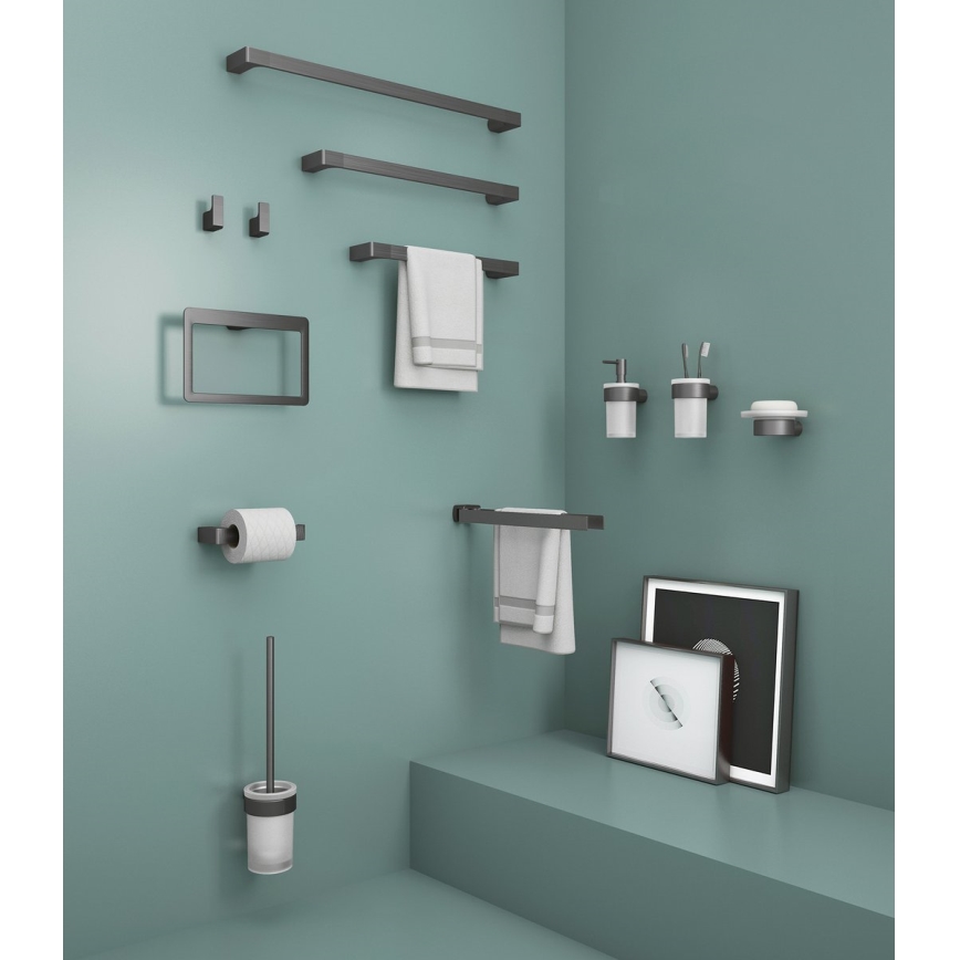 Gedy - Wandhalter für Zahnbürsten PIRENEI Milchglas / metallisch-grau