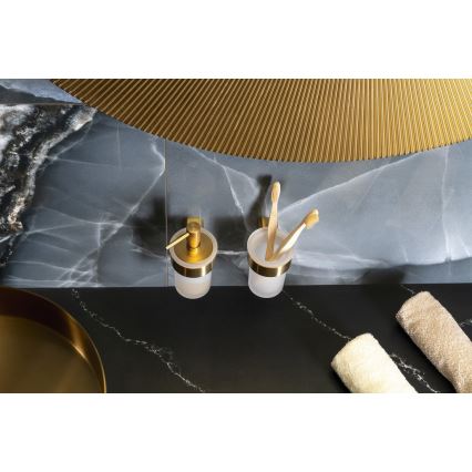Gedy - Wandhalter für Zahnbürsten PIRENEI satiniertes Glas/mattes Gold