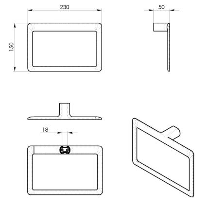 Gedy - Wandhandtuchhalter PIRENEI 15x23 cm matt schwarz
