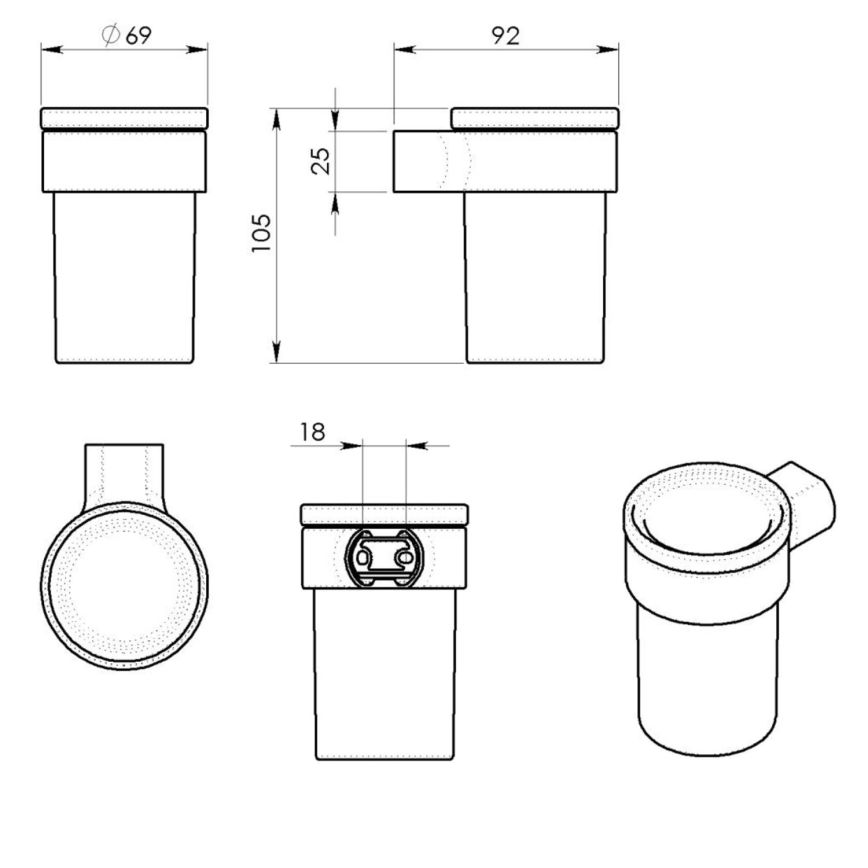 Gedy - Wandmontierter Zahnbürstenhalter PIRENEI milchig Glas/glänzendes Chrom