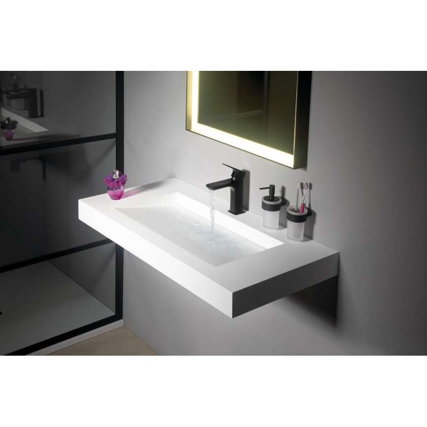 Gedy - Wandseifenspender PIRENEI 110 ml Milchglas/matt-schwarz