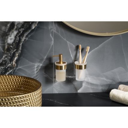 Gedy - Wandseifenspender PIRENEI 110 ml Milchglas / Mattgold