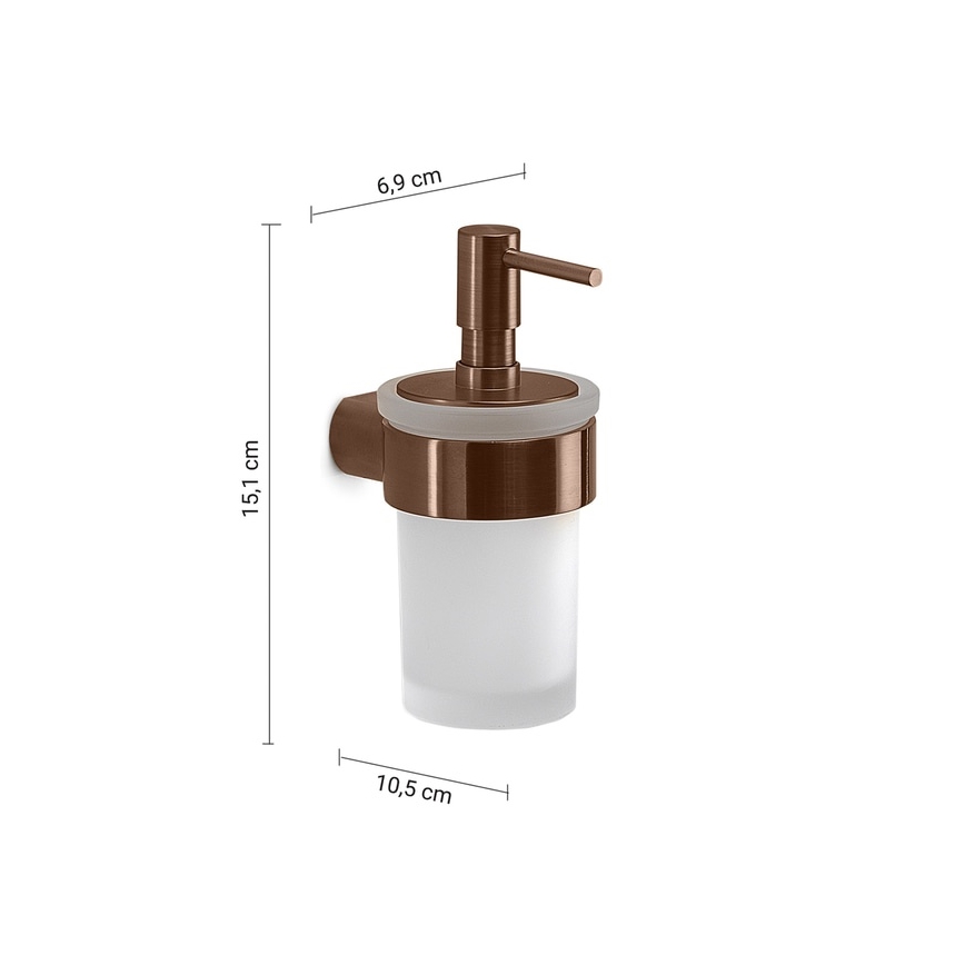 Gedy - Wandseifenspender PIRENEI 140 ml Milchglas/Bronze