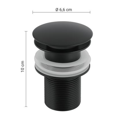 Gedy - Waschbeckenablauf CLICK-CLACK Ø 6,6 cm, matt schwarz