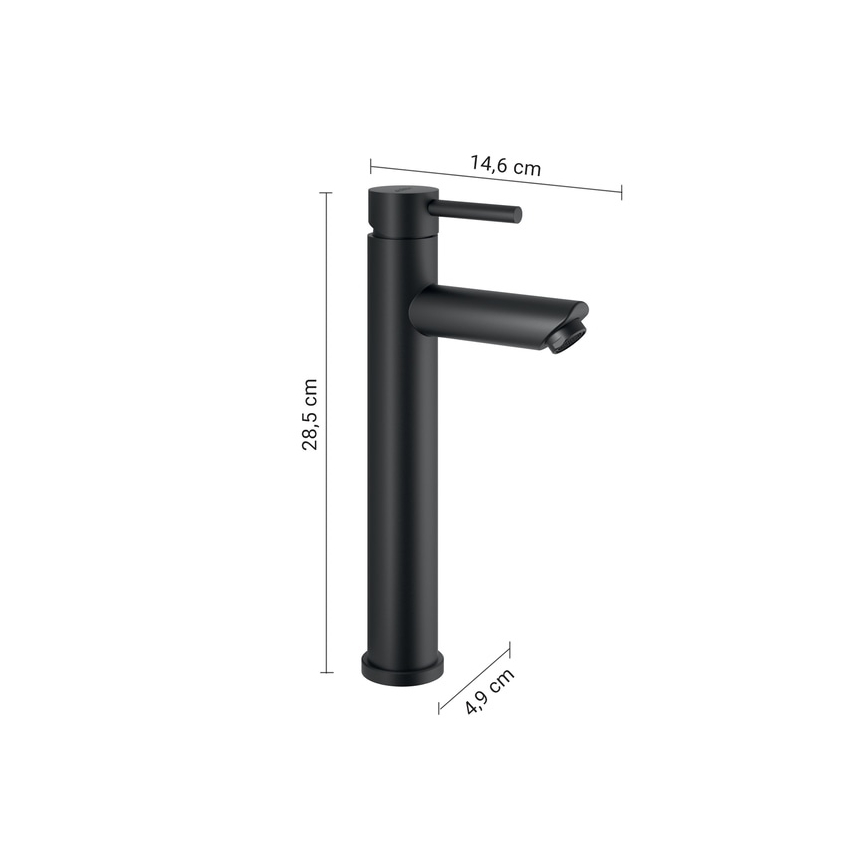 Gedy - Waschtischarmatur ALTO HIGH 28,5 cm matt schwarz